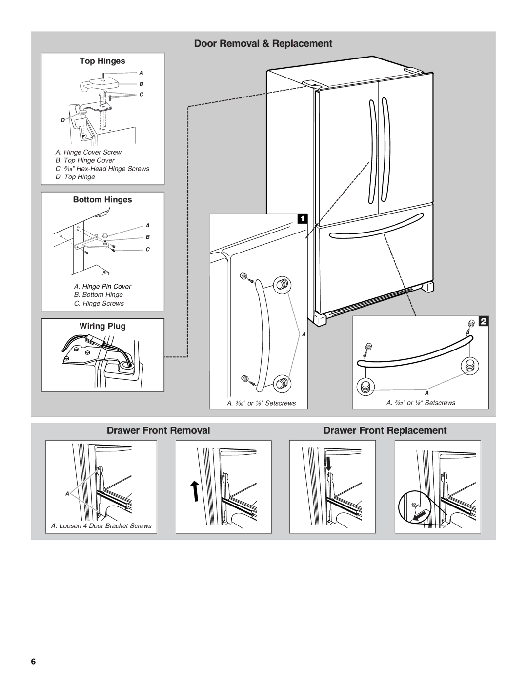 KitchenAid W10326028A, KFCS22EVMS installation instructions Drawer Front Removal Drawer Front Replacement 