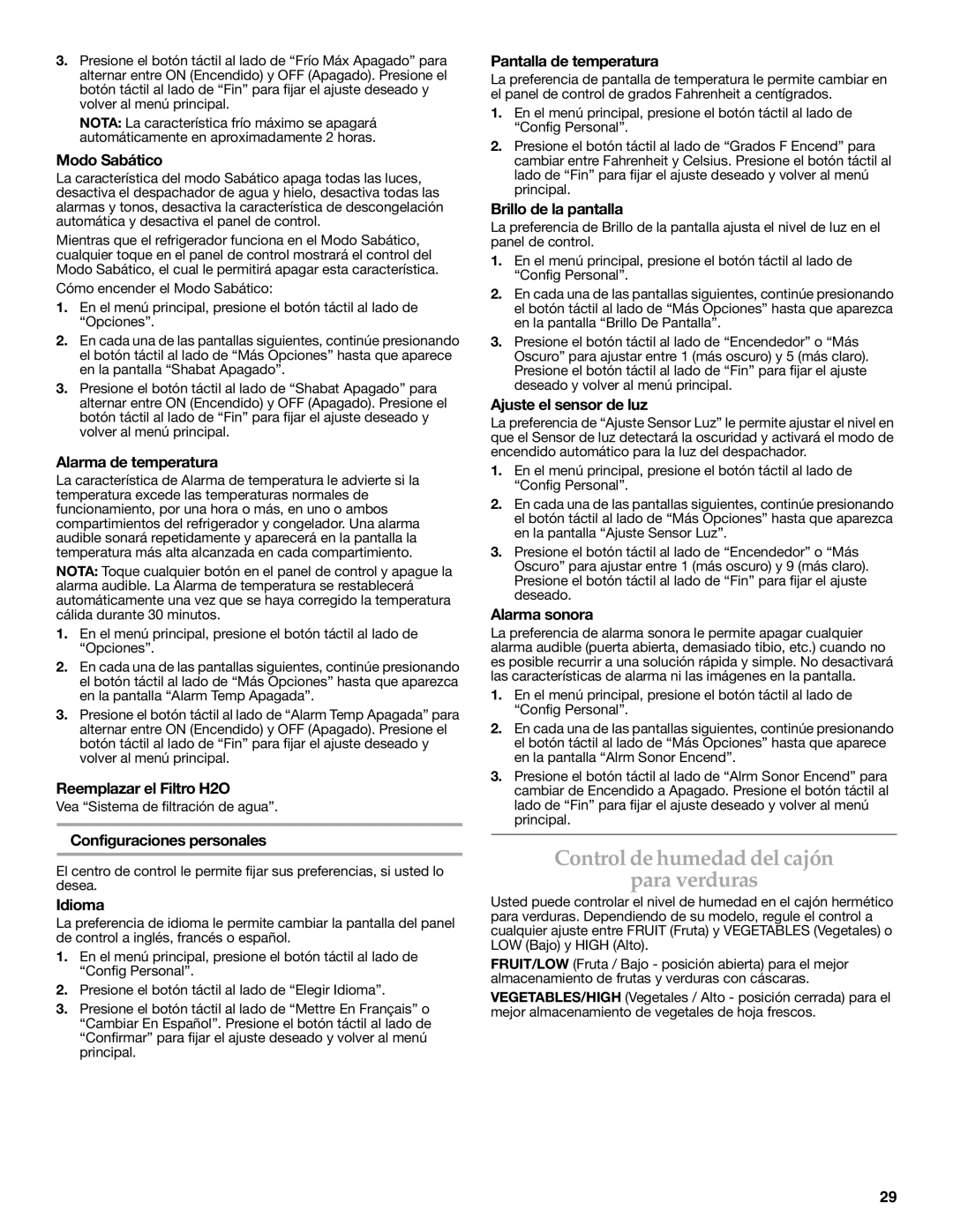 KitchenAid W10329364A installation instructions Control de humedad del cajón Para verduras 