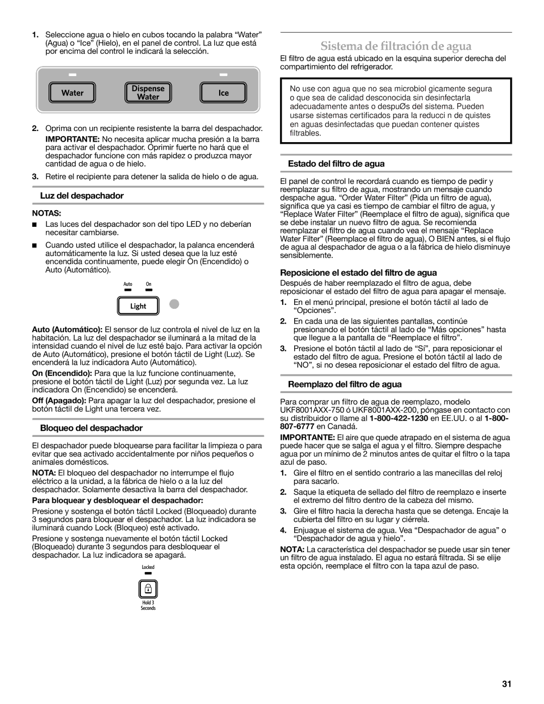 KitchenAid W10329364A installation instructions Sistema de filtración de agua 