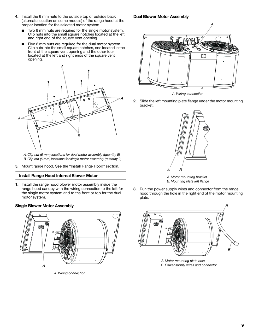 KitchenAid W10331007B Install Range Hood Internal Blower Motor, Single Blower Motor Assembly, Dual Blower Motor Assembly 