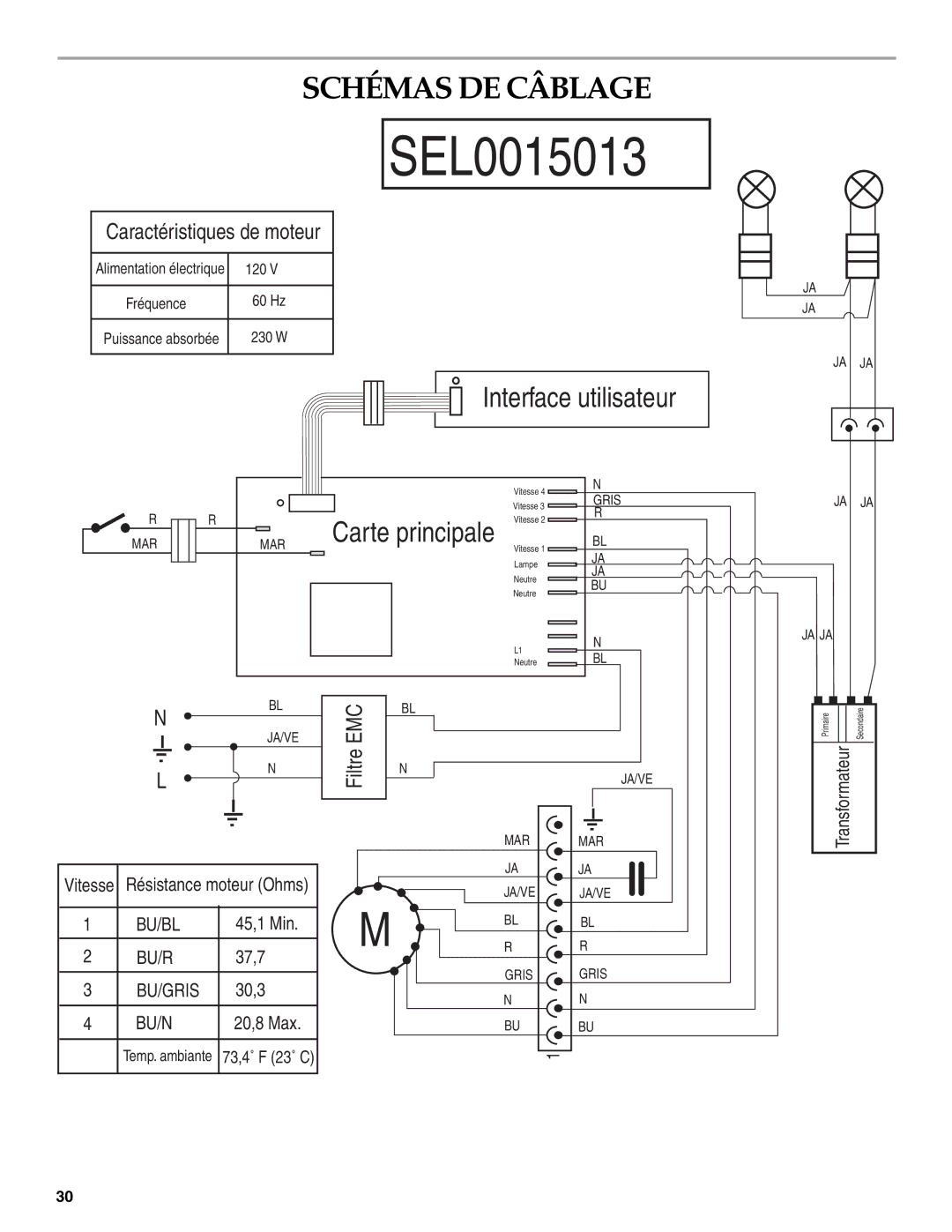 KitchenAid W10342488A installation instructions Schémas DE Câblage, Interface utilisateur 