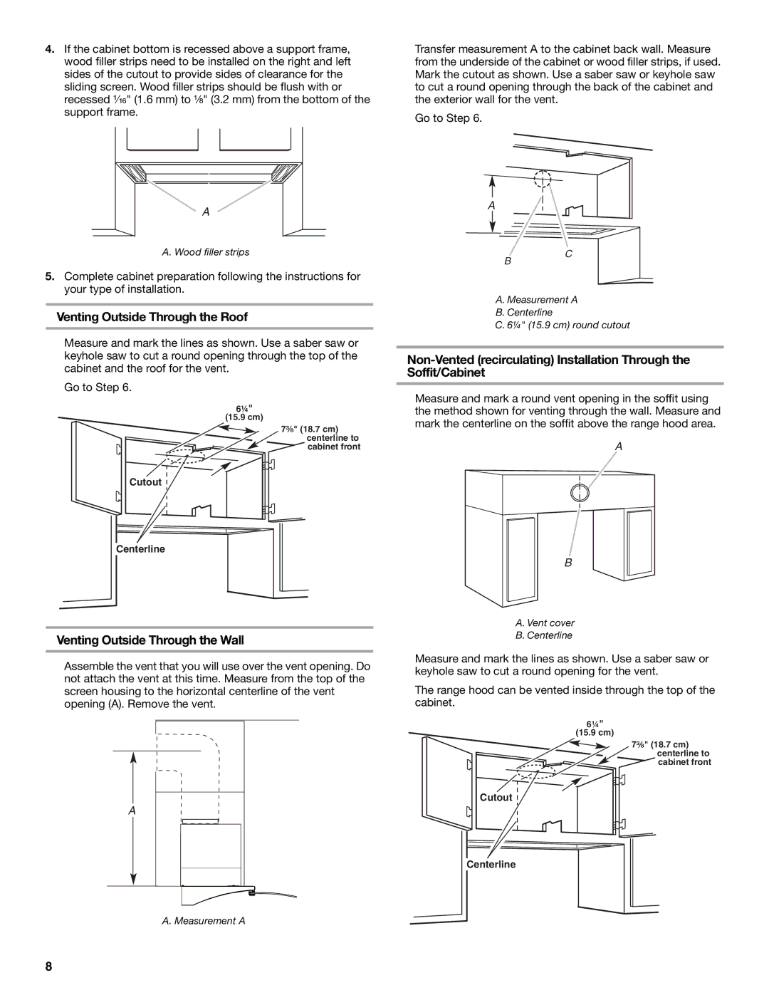 KitchenAid W10342488A installation instructions Venting Outside Through the Roof, Venting Outside Through the Wall 