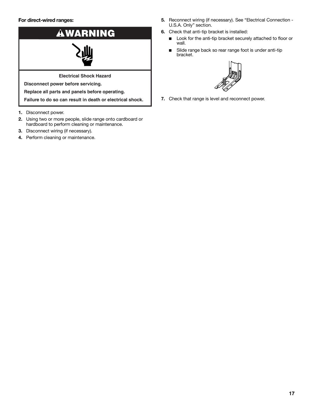 KitchenAid W10440541A installation instructions For direct-wired ranges 