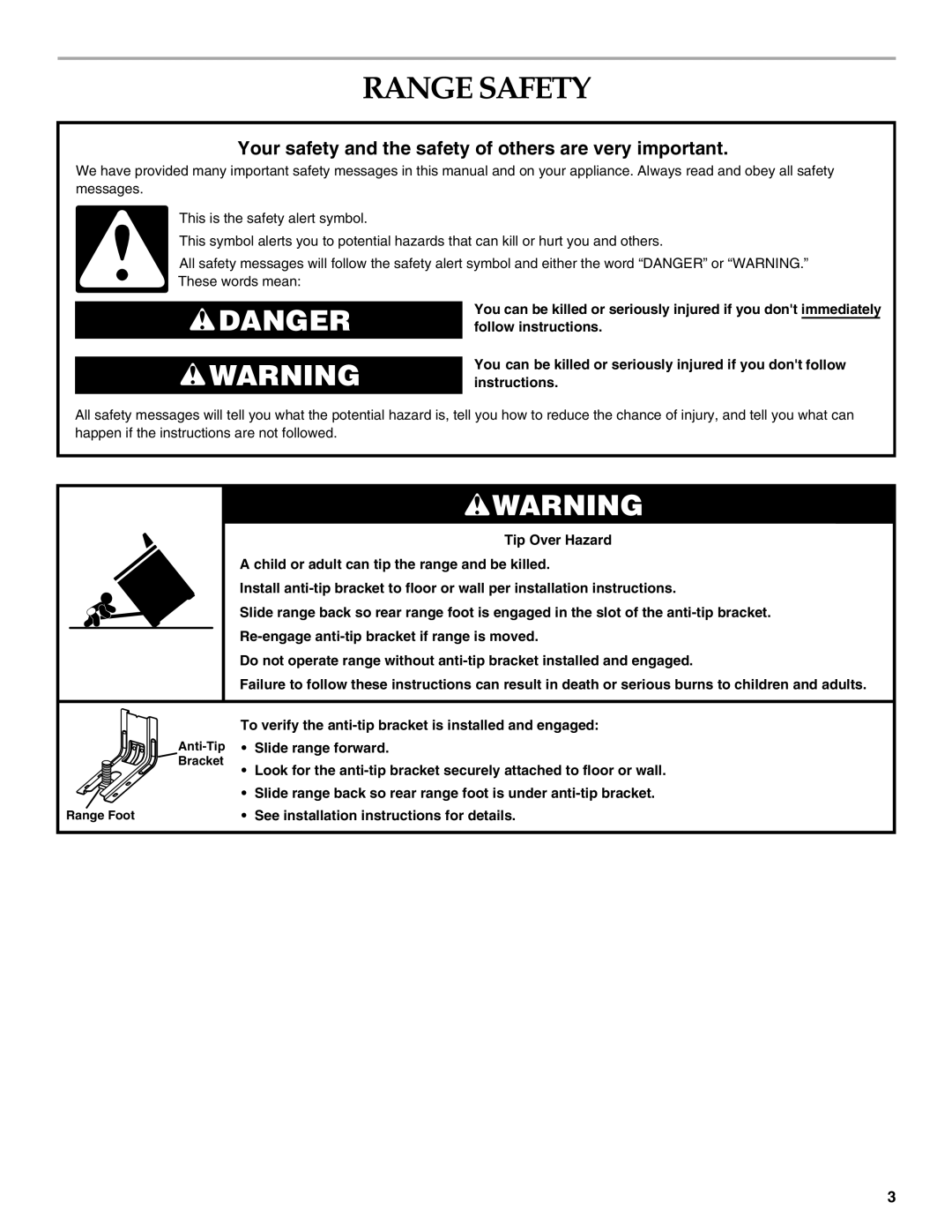 KitchenAid W10440551A installation instructions Range Safety, Your safety and the safety of others are very important 