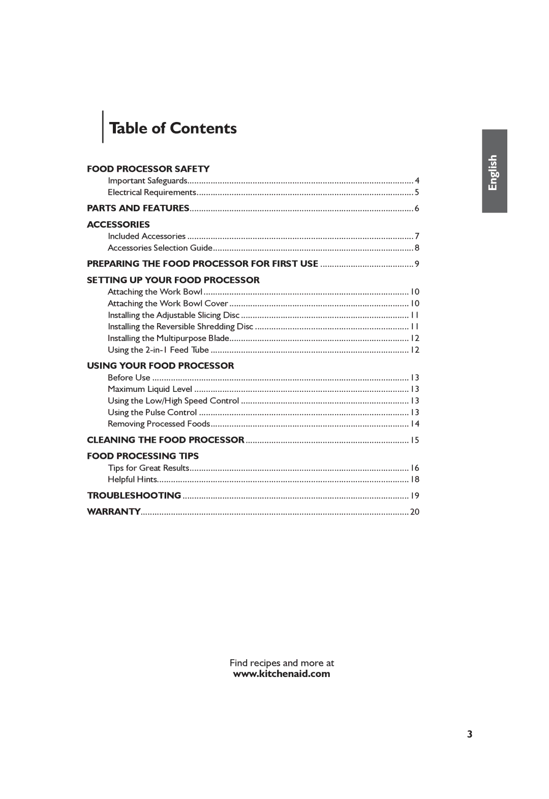 KitchenAid W10457226A_ENv4 manual Table of Contents 