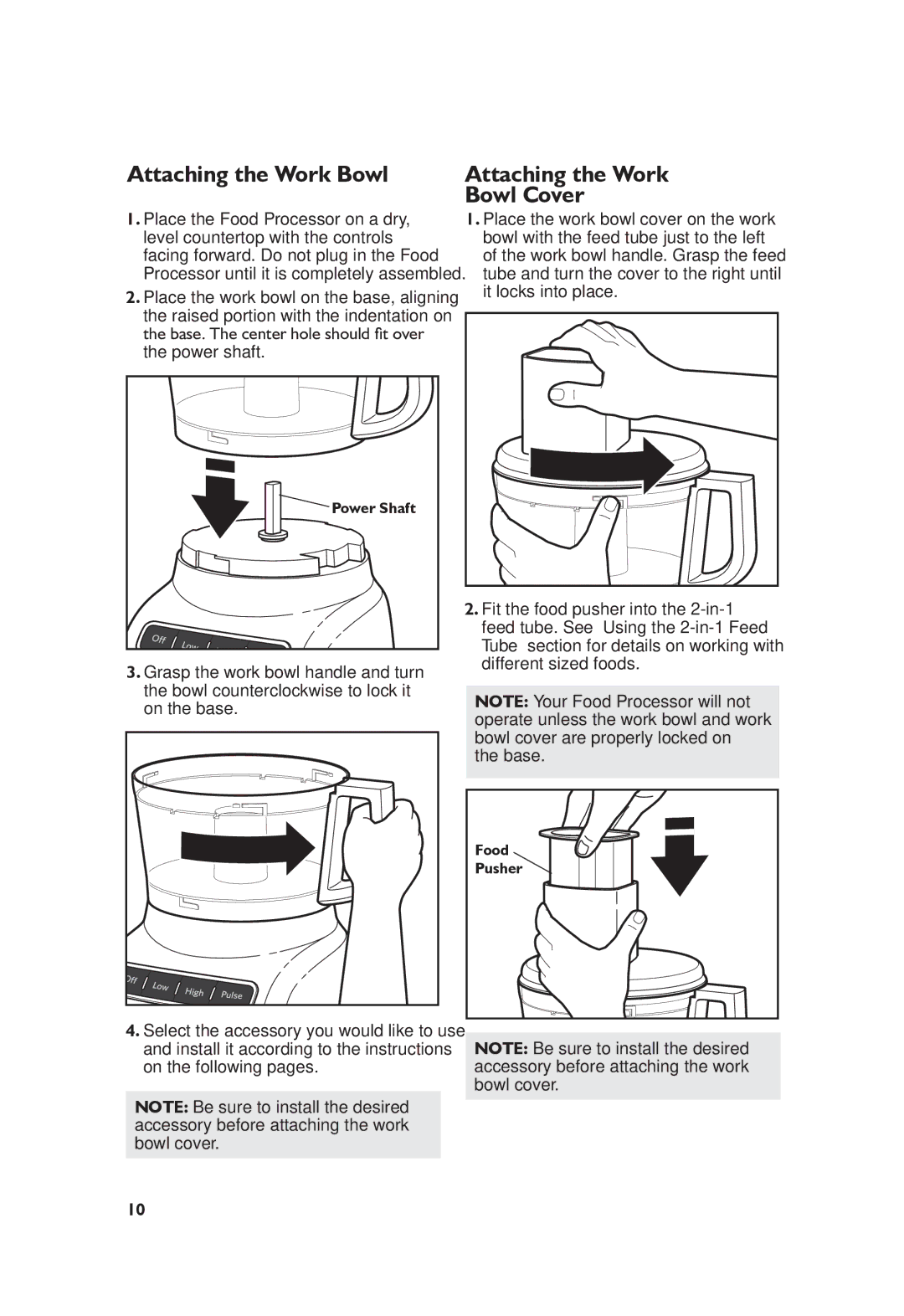 KitchenAid W10457226A_ENv4 manual Setting Up Your Food Processor, Attaching the Work Bowl Cover 