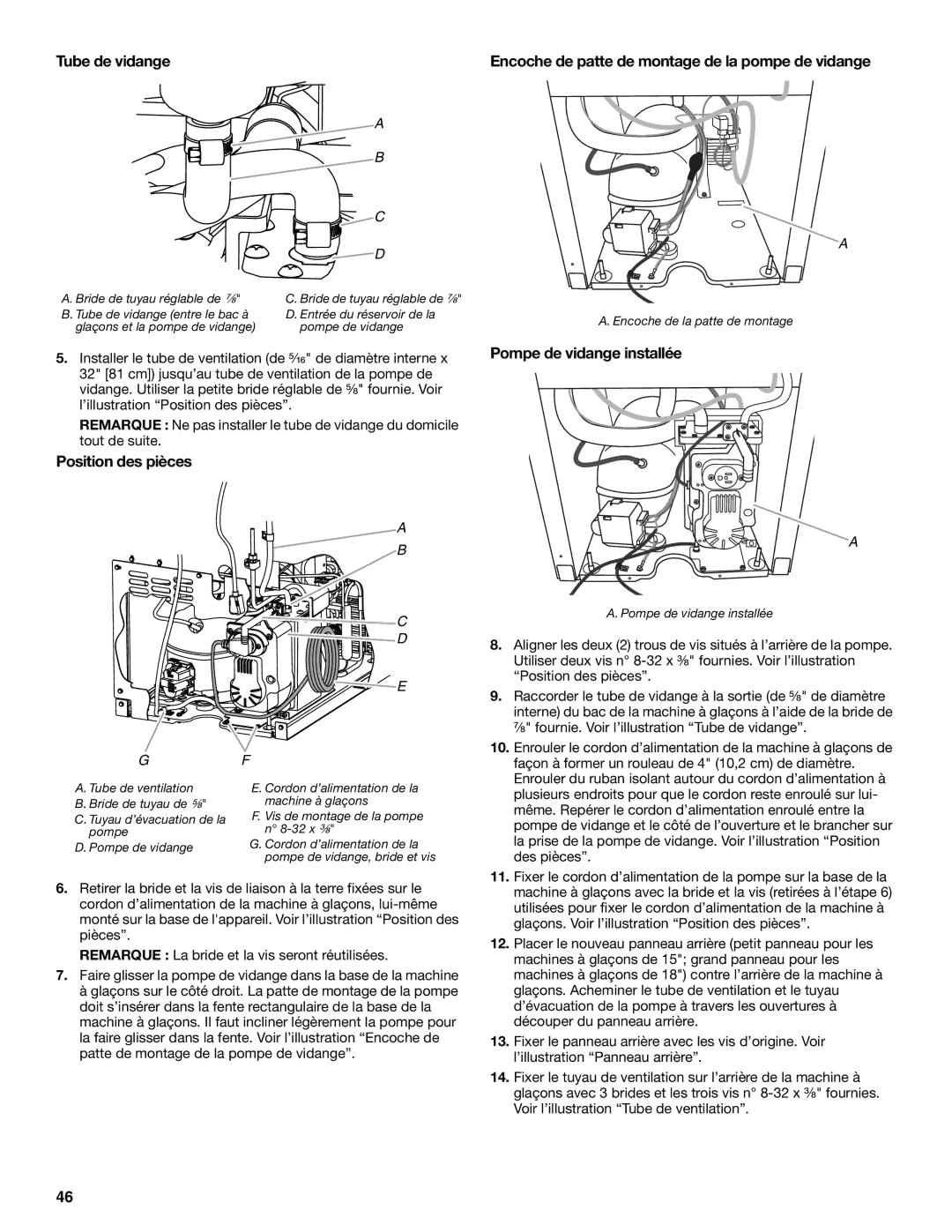 KitchenAid W10515677C manual Tube de vidange, Pompe de vidange installée 