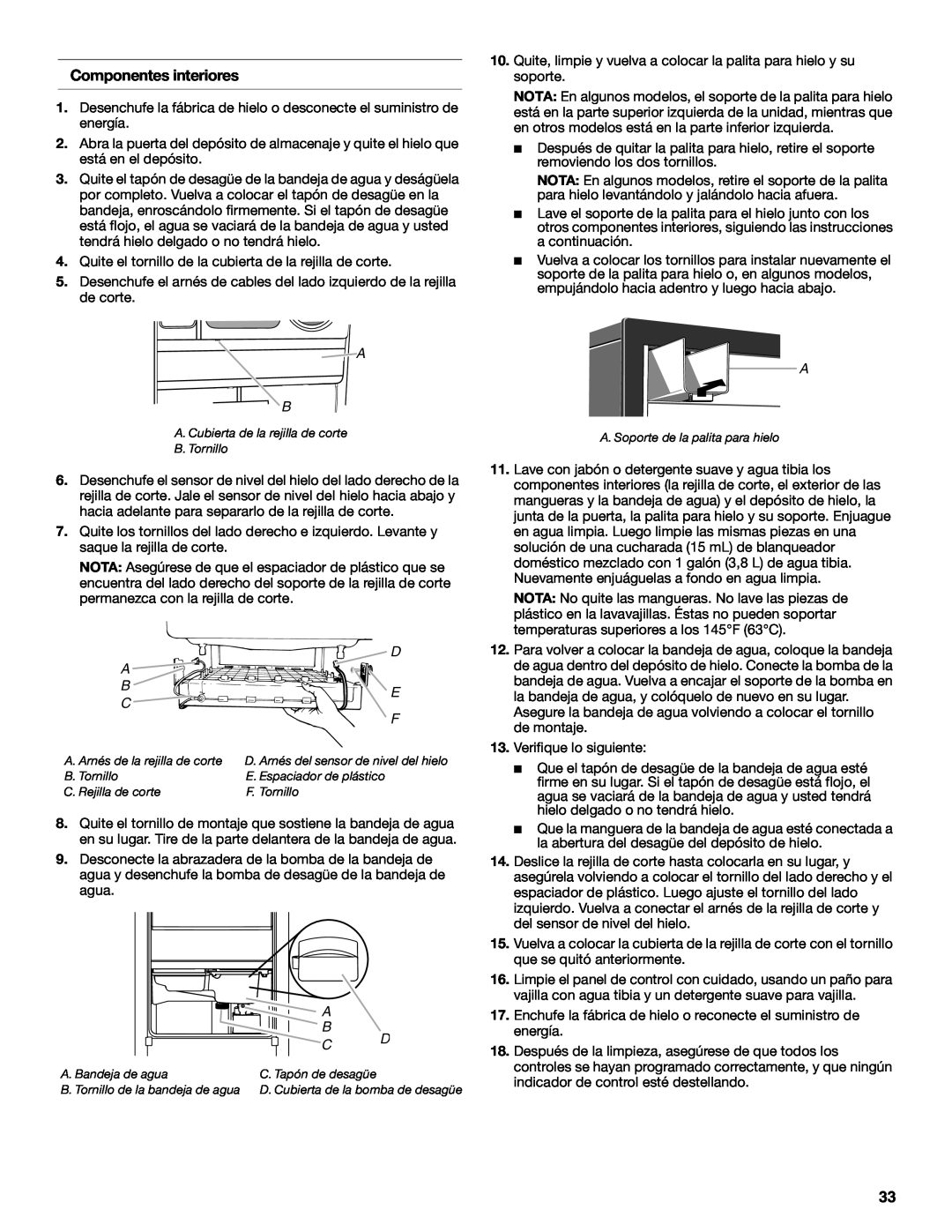 KitchenAid W10515677C manual Componentes interiores 