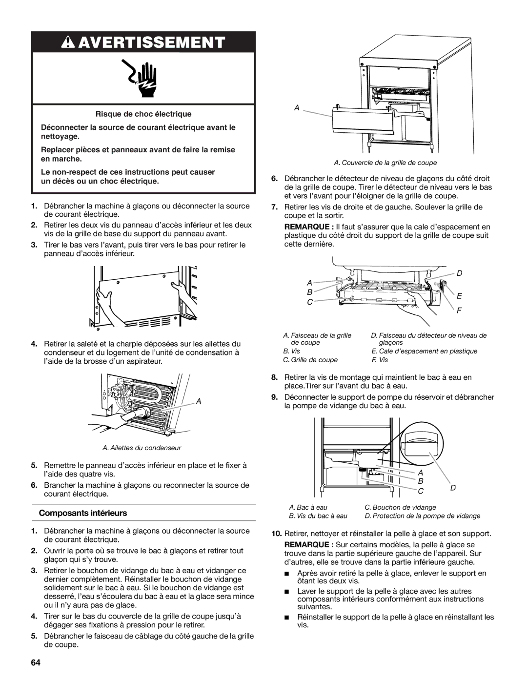 KitchenAid W10520792B manual Composants intérieurs 