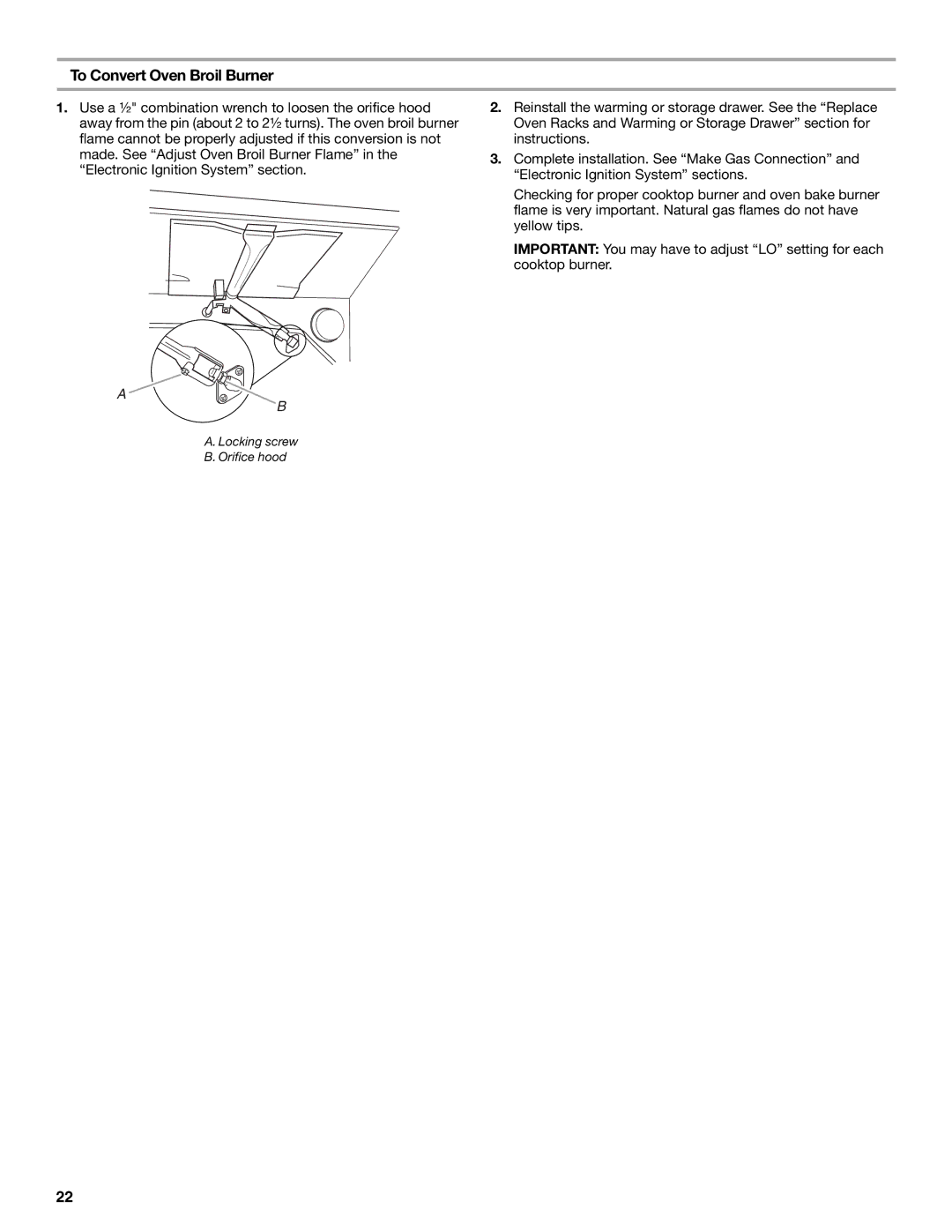 KitchenAid W10526089A installation instructions To Convert Oven Broil Burner 