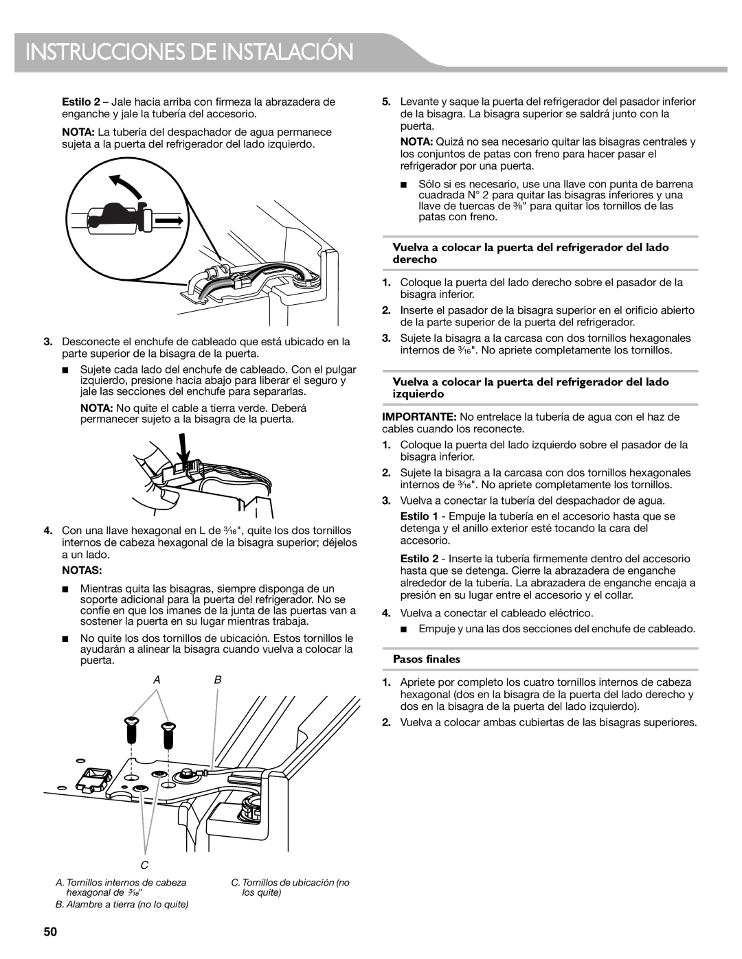 KitchenAid W10537977A manual Pasos finales, Notas 