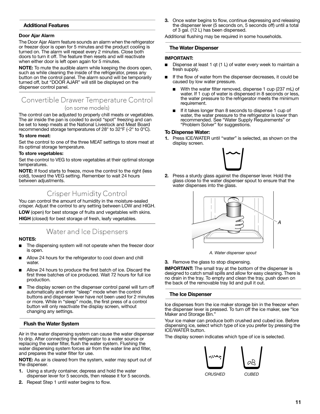 KitchenAid W10608689A Convertible Drawer Temperature Control, Crisper Humidity Control, Water and Ice Dispensers 