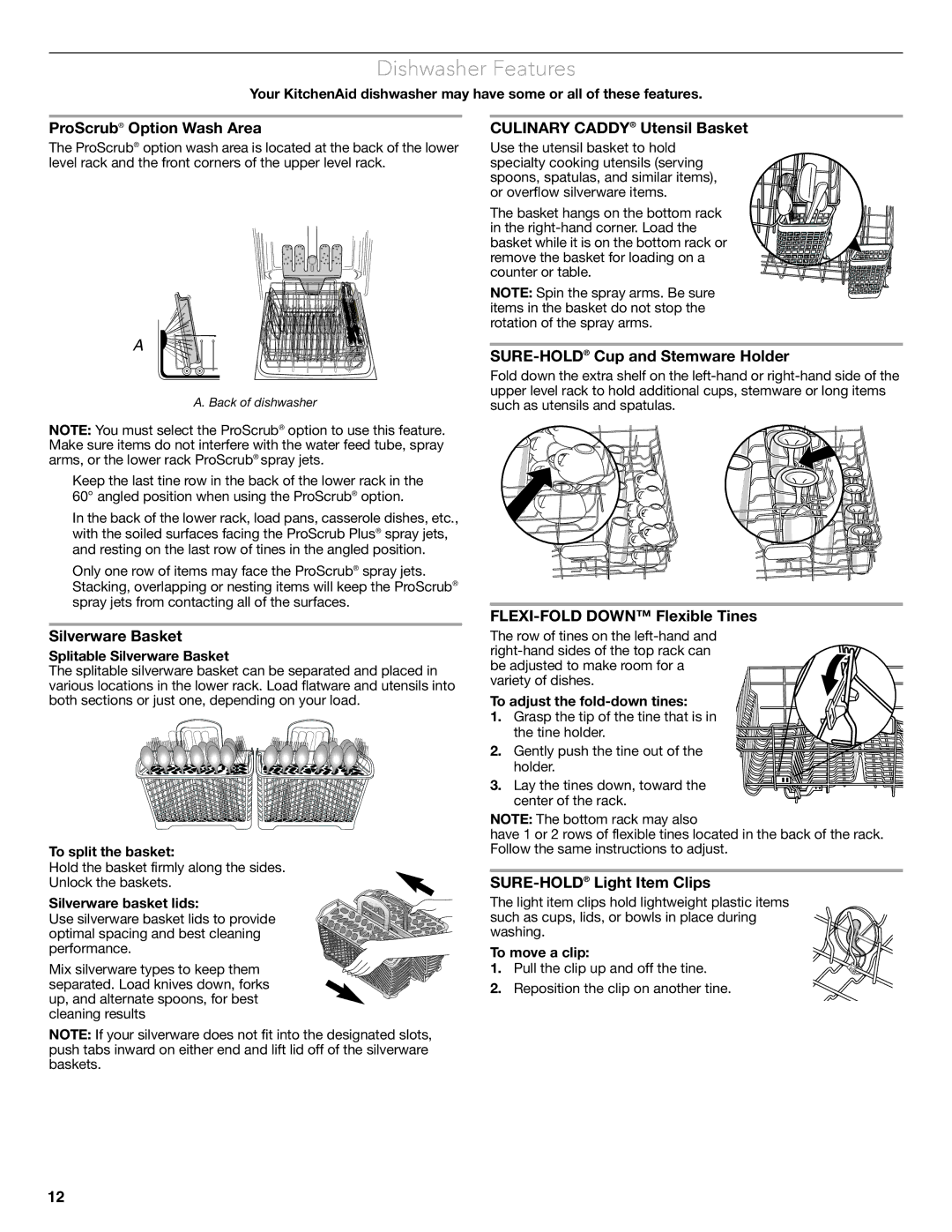 KitchenAid W10656164B warranty Dishwasher Features 