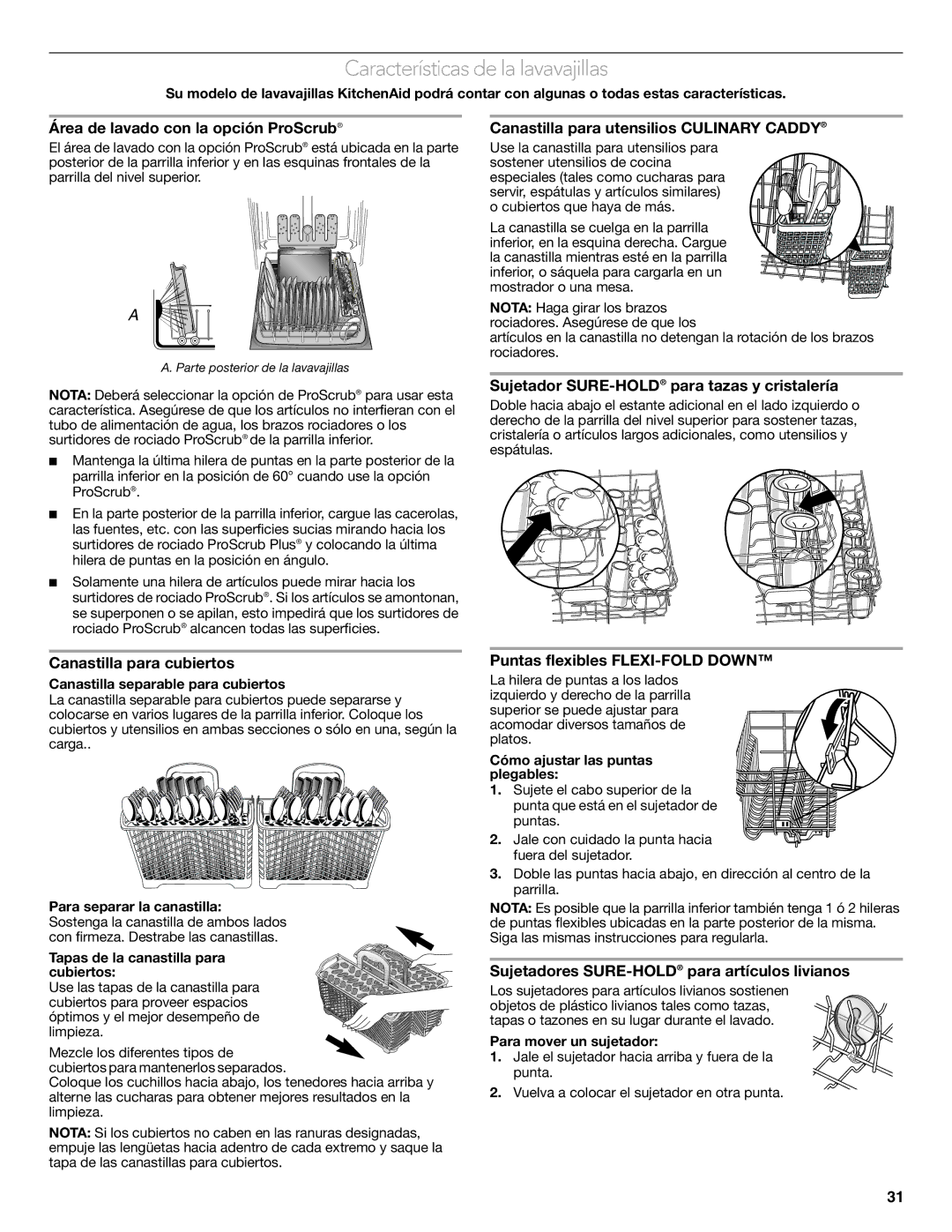 KitchenAid W10656164B warranty Características de la lavavajillas 