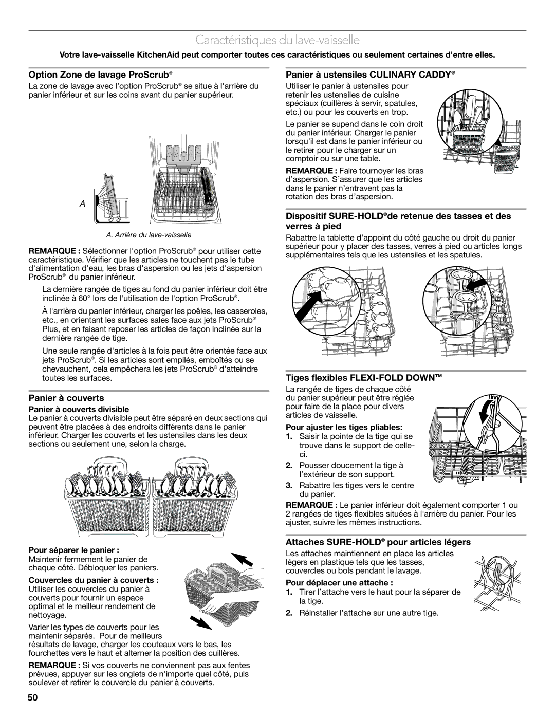 KitchenAid W10656164B warranty Caractéristiques du lave-vaisselle 