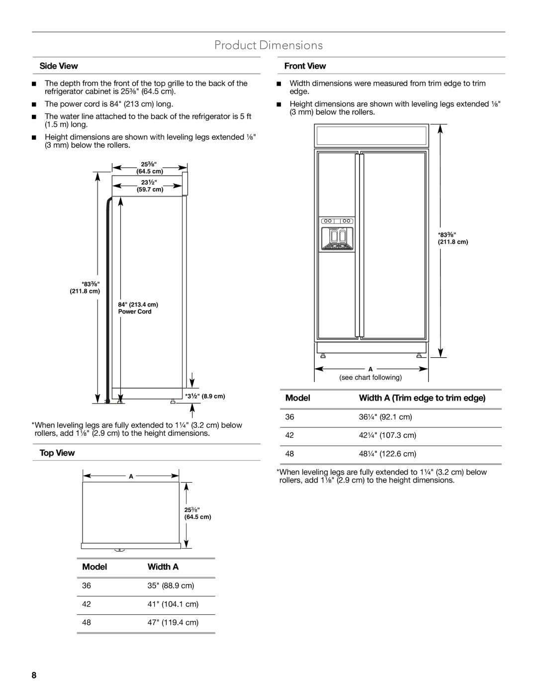 KitchenAid W10681447A manual Product Dimensions 