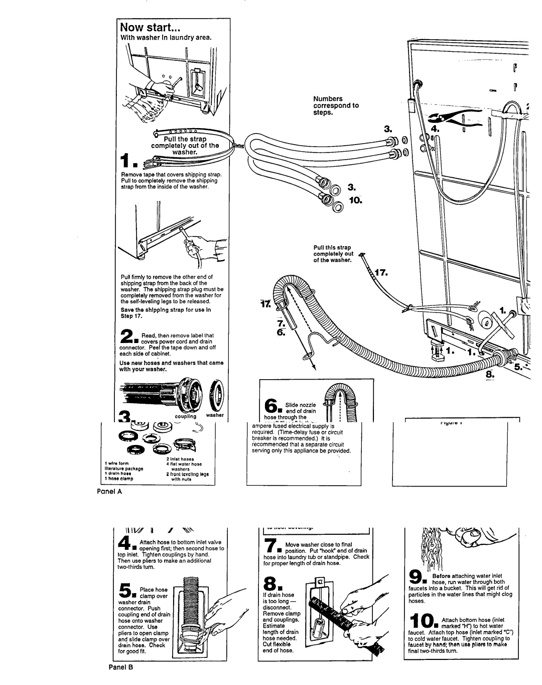 KitchenAid Washer installation instructions Now start, Save the shlpplng strap for use In Step 