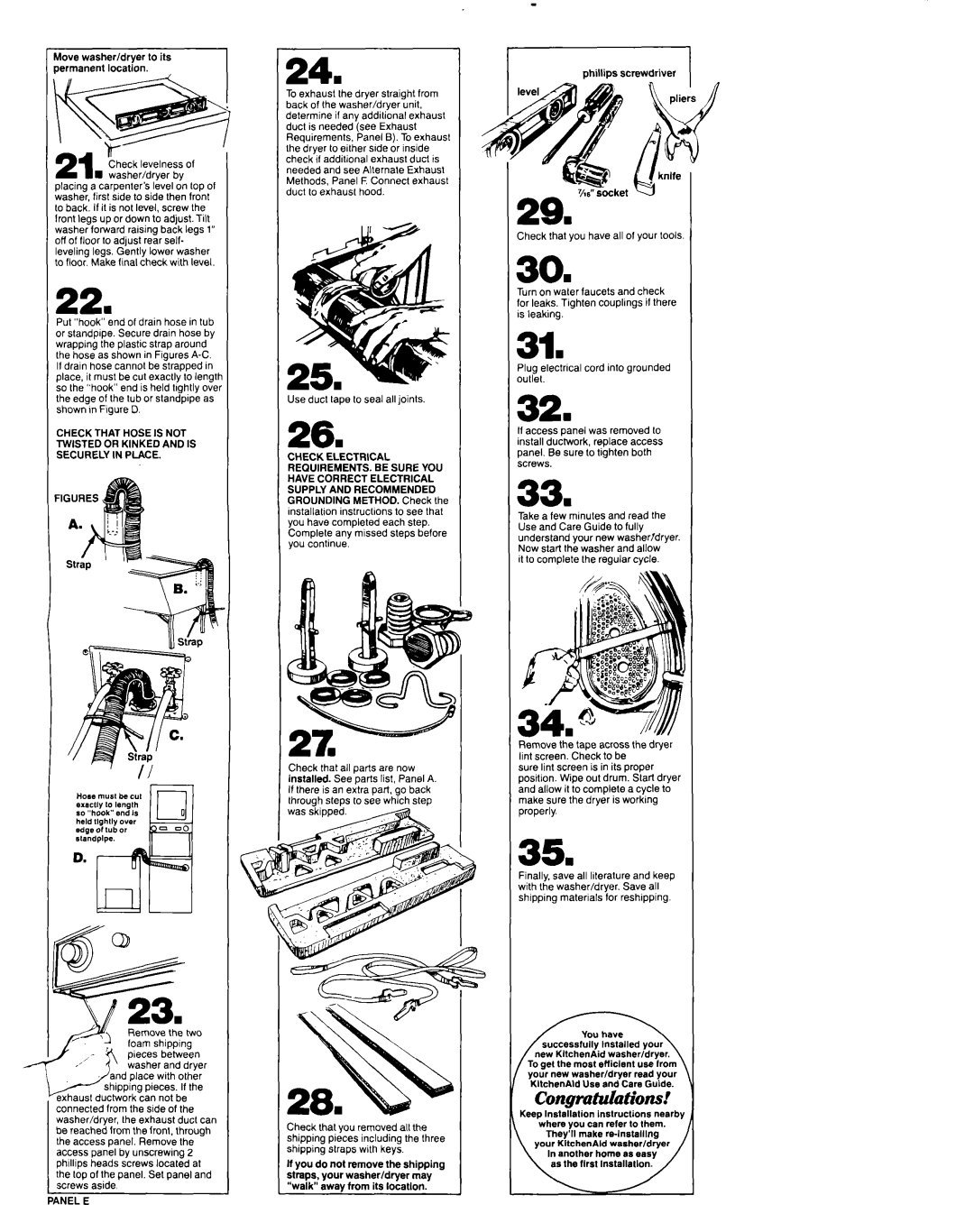 KitchenAid Washer/Dryer installation instructions Congratulations, Nel E 