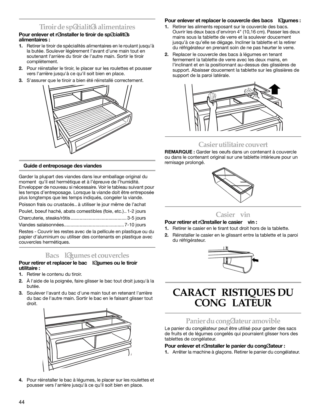 KitchenAid WF-LC400V manual Caractéristiques DU Congélateur 