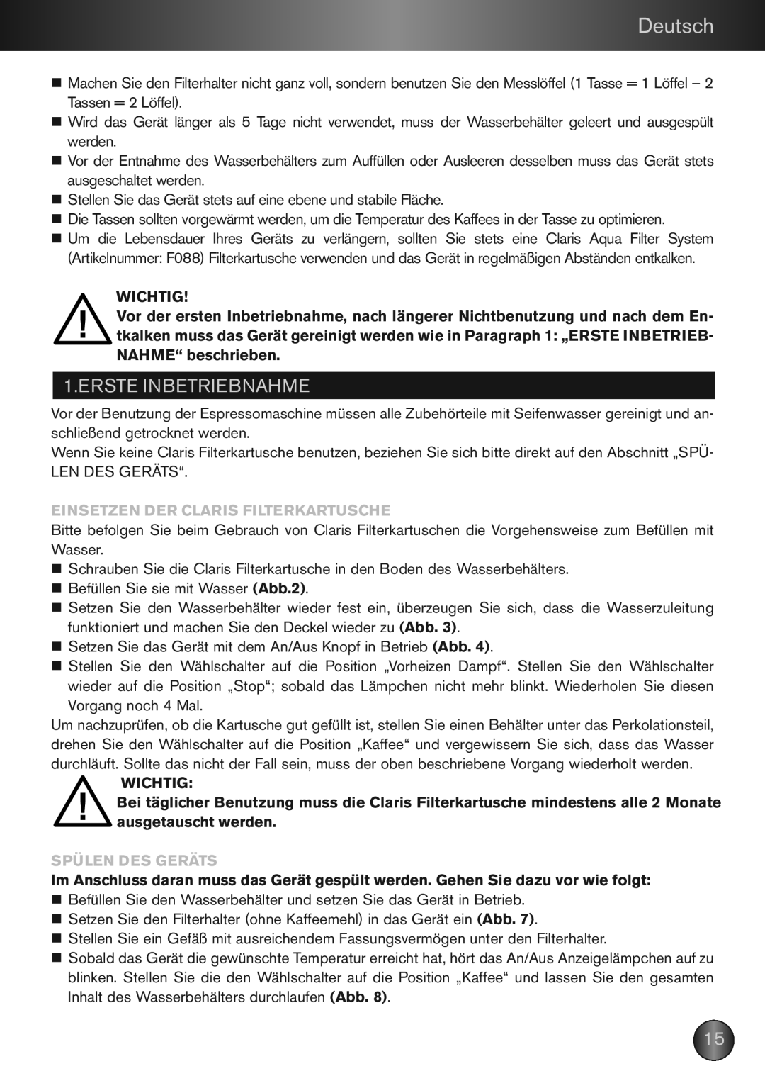 KitchenAid XP2240 manual Erste Inbetriebnahme, FrançaisDeutsch 