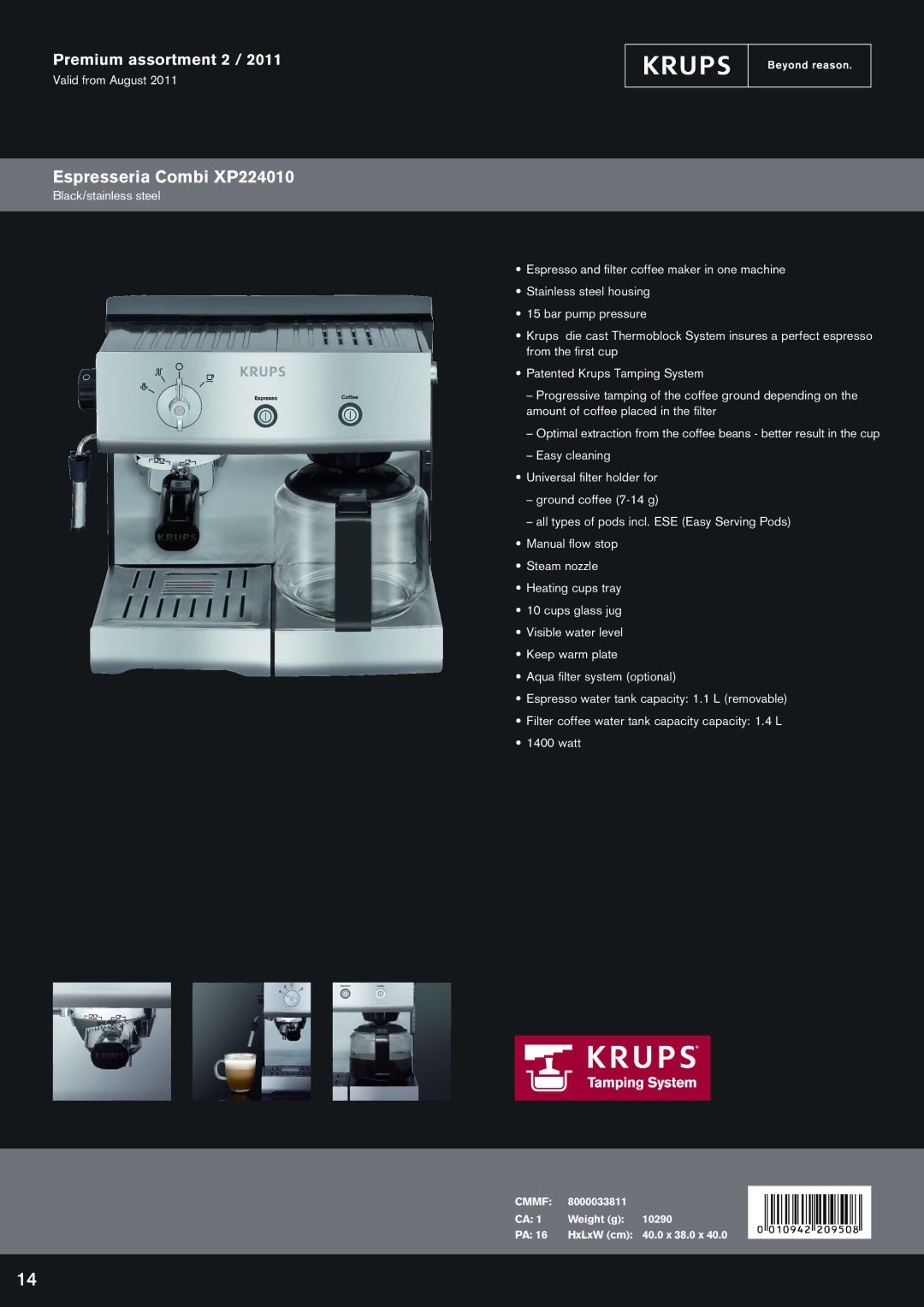 KitchenAid manual Espresseria Combi XP224010 