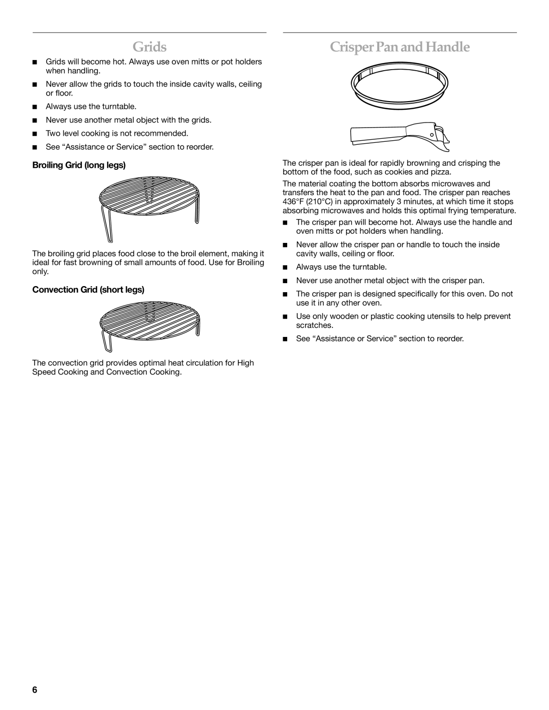 KitchenAid YKBHC109, YKEHC309, KEHC379 Grids, Crisper Pan and Handle, Broiling Grid long legs, Convection Grid short legs 