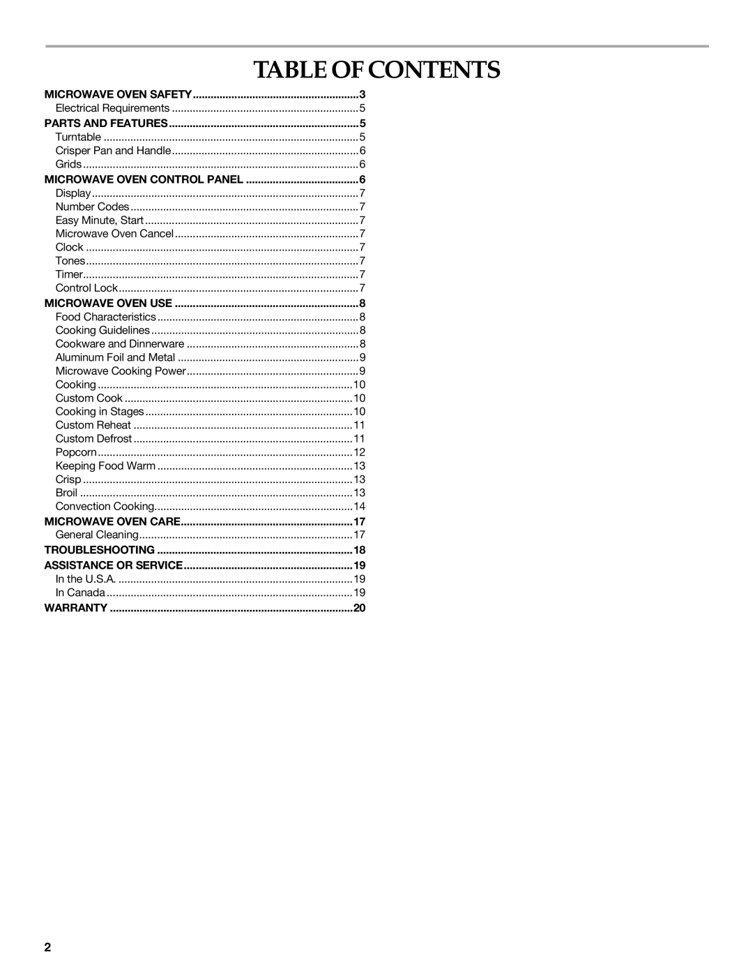 KitchenAid YKBMC14 manual Table of Contents 