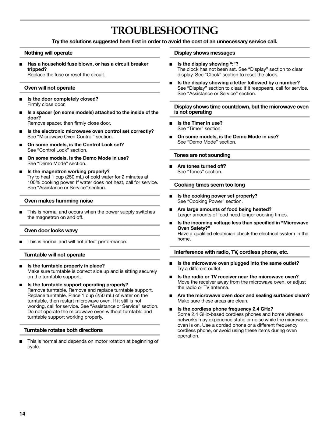 KitchenAid YKCMS1555R manual Troubleshooting 