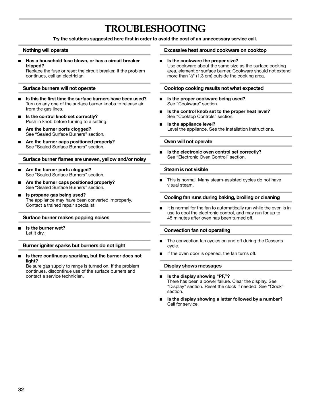 KitchenAid YKDRP707, YKDRP767 manual Troubleshooting 