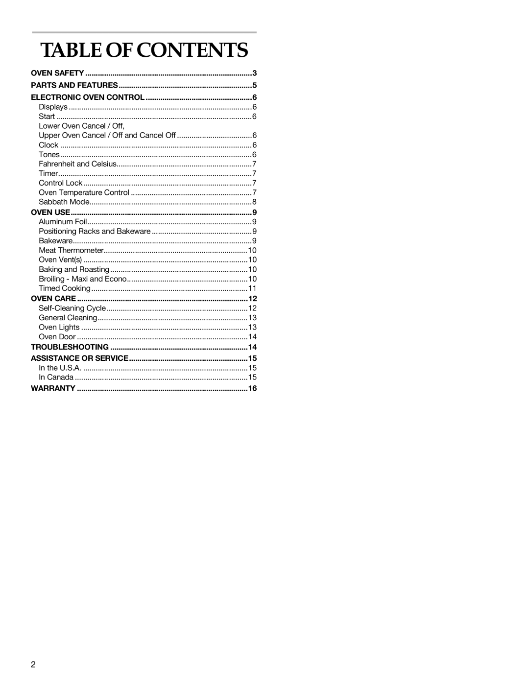 KitchenAid KEBI206, YKEBI101, KEBI141, KEBI171, KEBI276 manual Table of Contents 