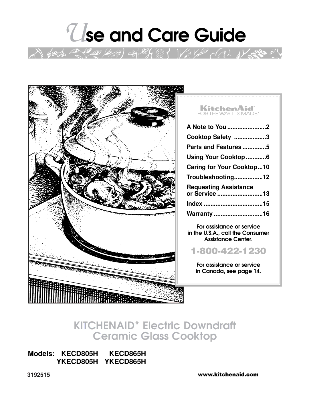 KitchenAid YKECD805H, YKECD865H warranty Use and Care Guide 