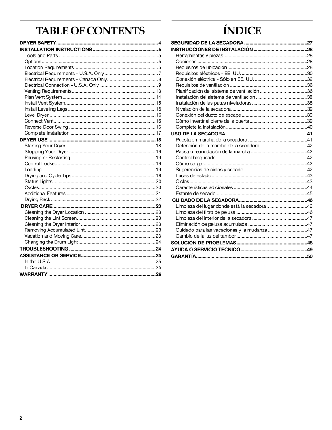 KitchenAid YKEHS01P manual Índice, Table of Contents 