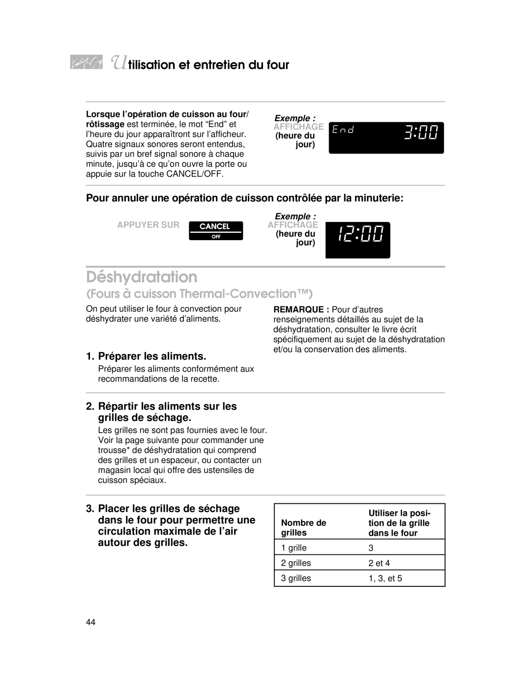 KitchenAid YKERC500, YKERI500 Déshydratation, Préparer les aliments, Répartir les aliments sur les grilles de séchage 