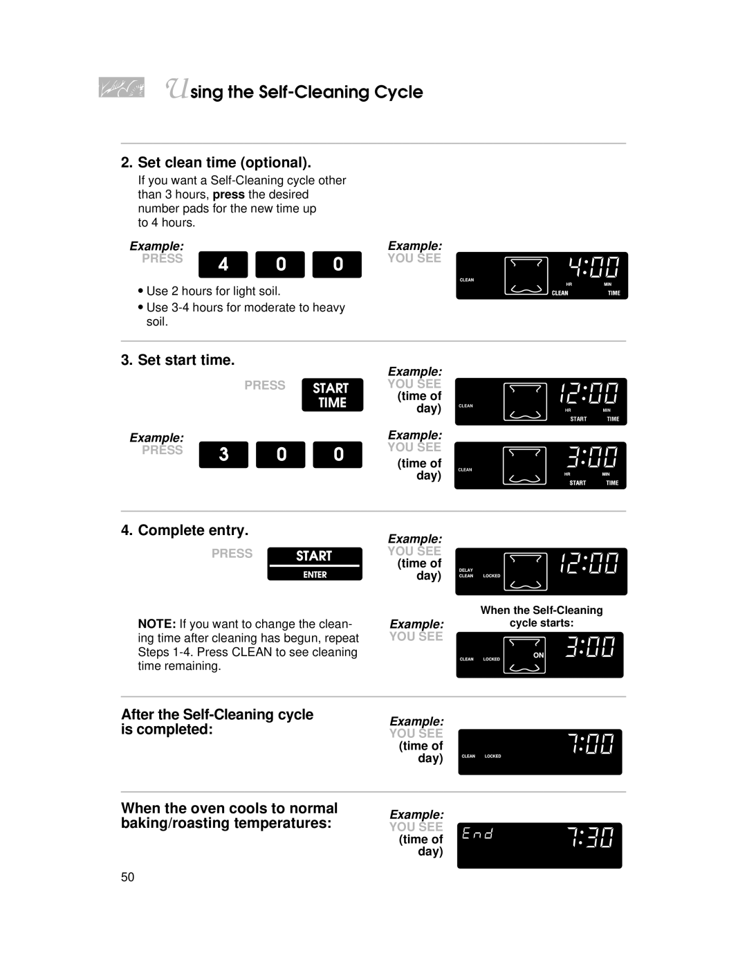 KitchenAid KERI500, KERC500, KERS507, KERC507, YKERI500, YKERC500, YKERS507, YKERC507 warranty Set start time 