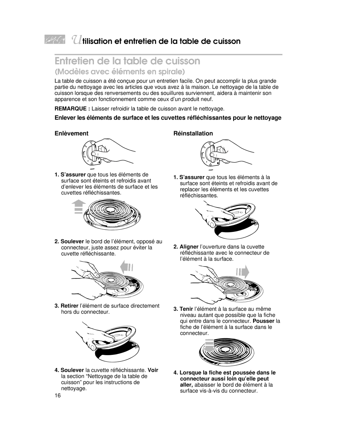 KitchenAid YKERI500, YKERC500 warranty Modèles avec éléments en spirale 