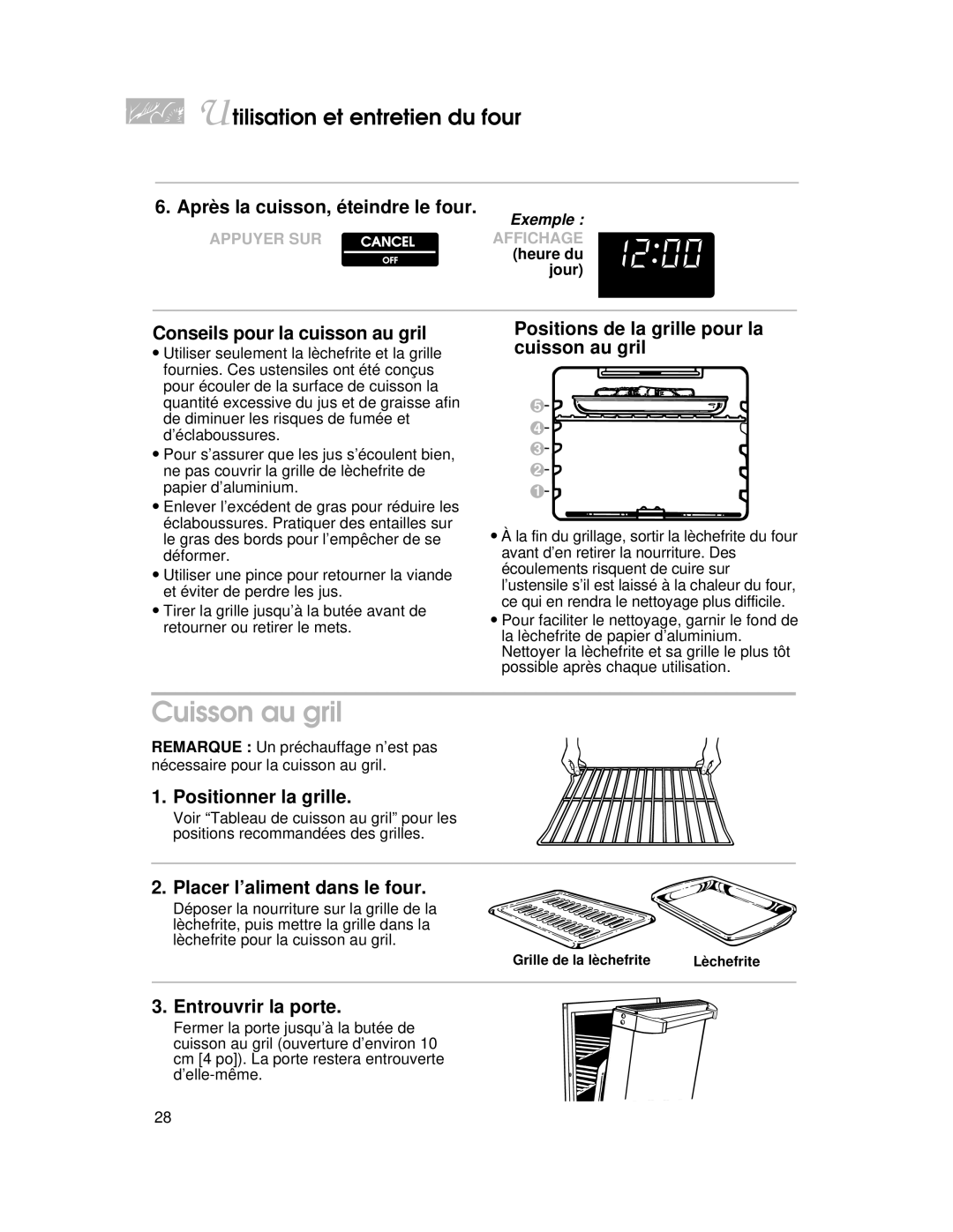 KitchenAid KERI500, KERC500, KERS507, KERC507, YKERI500, YKERC500, YKERS507, YKERC507 warranty Cuisson au gril 