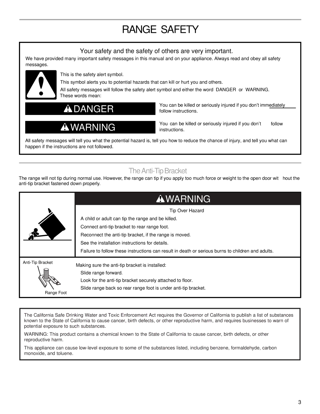 KitchenAid YKESS907, YKERS807, KESK901, YKESS908 manual Range Safety, Anti-Tip Bracket 