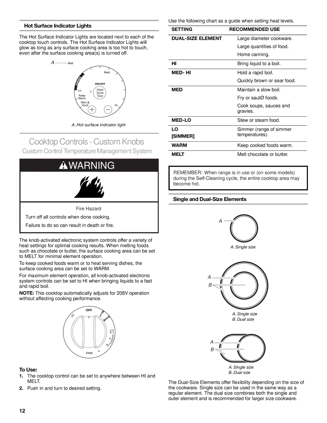 KitchenAid YKERS807, KESK901 CooktopControls -Custom Knobs, Hot Surface Indicator Lights, Single and Dual-Size Elements 