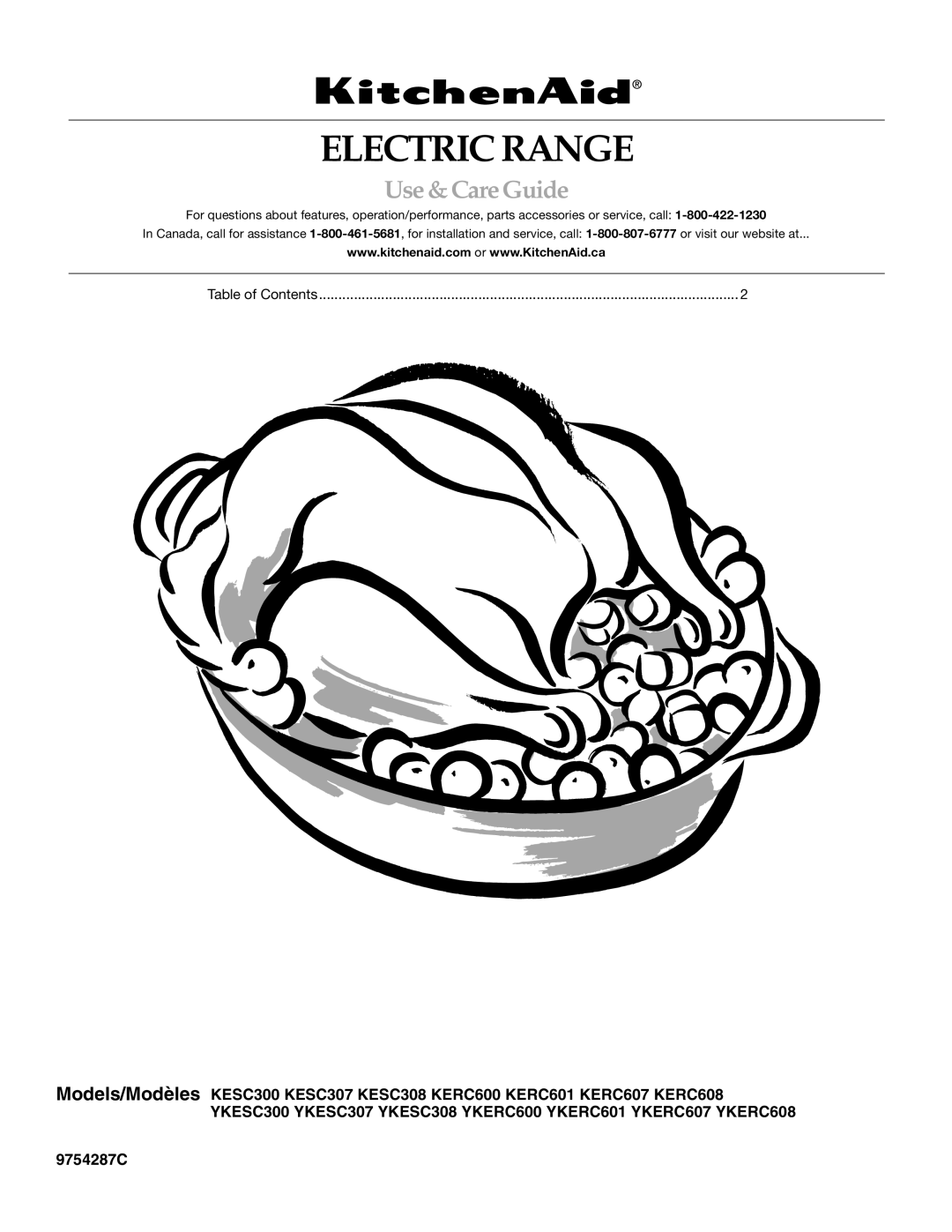 KitchenAid YKERC600, YKESC300, YKERC608, YKERC601, YKESC308 manual Electric Range, Use &CareGuide 