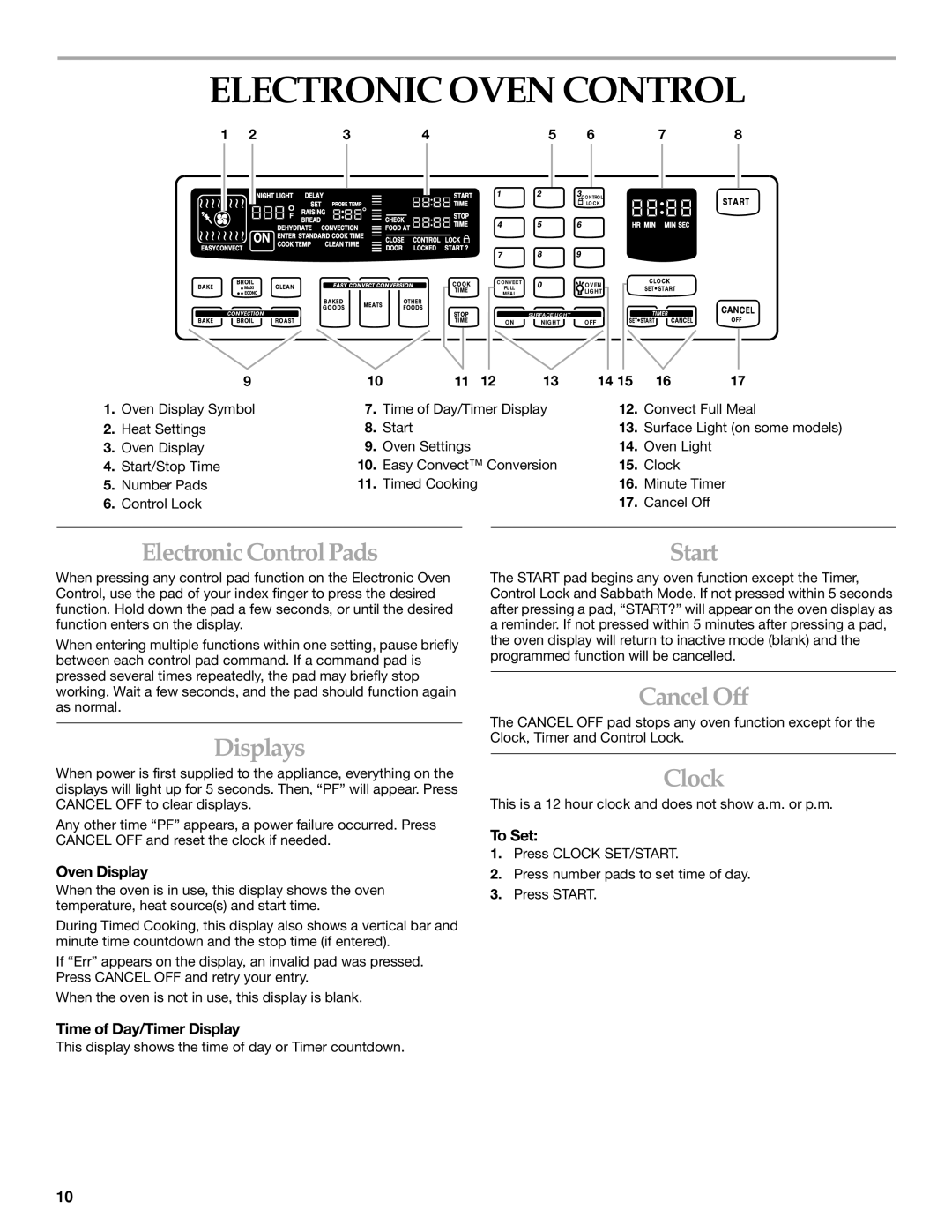 KitchenAid YKERC607, YKESC307, YKESH307 manual Electronic Oven Control 