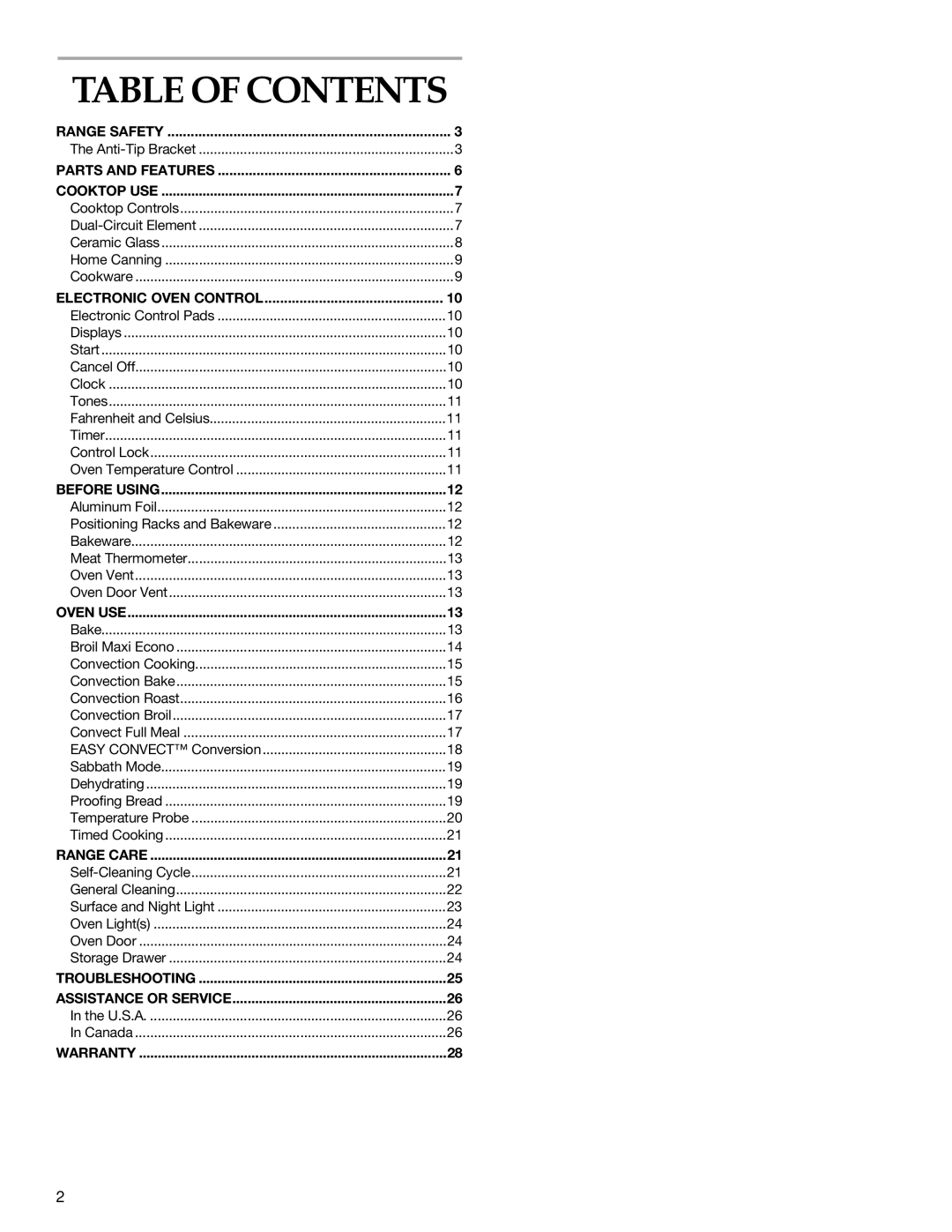 KitchenAid YKESC307, YKERC607, YKESH307 manual Table of Contents 