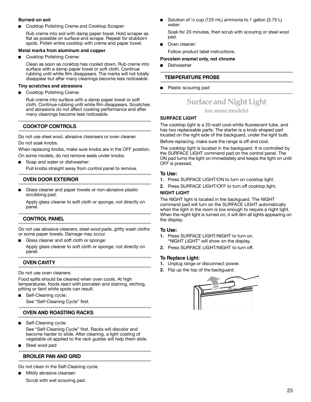 KitchenAid YKESH307, YKESC307, YKERC607 manual SurfaceandNightLight 