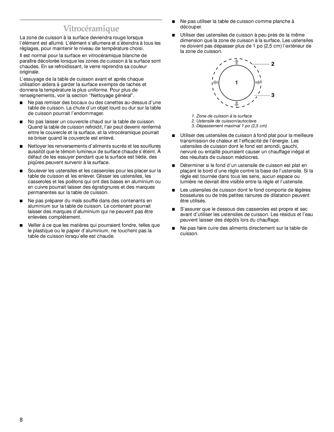 KitchenAid YKESH307, YKESC307, YKERC607 manual Vitrocéramique 