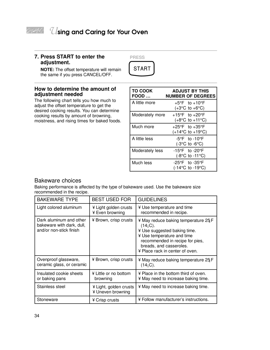 KitchenAid YKGST300, YKGRT500 warranty Press Start to enter the adjustment, How to determine the amount of adjustment needed 