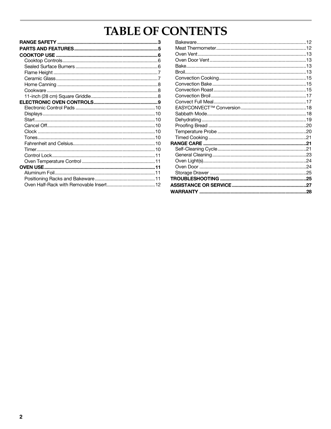 KitchenAid YKGST307, YKGSC308, YKGRT607, KGST300, YKGRC608, KGRT600 manual Table of Contents 