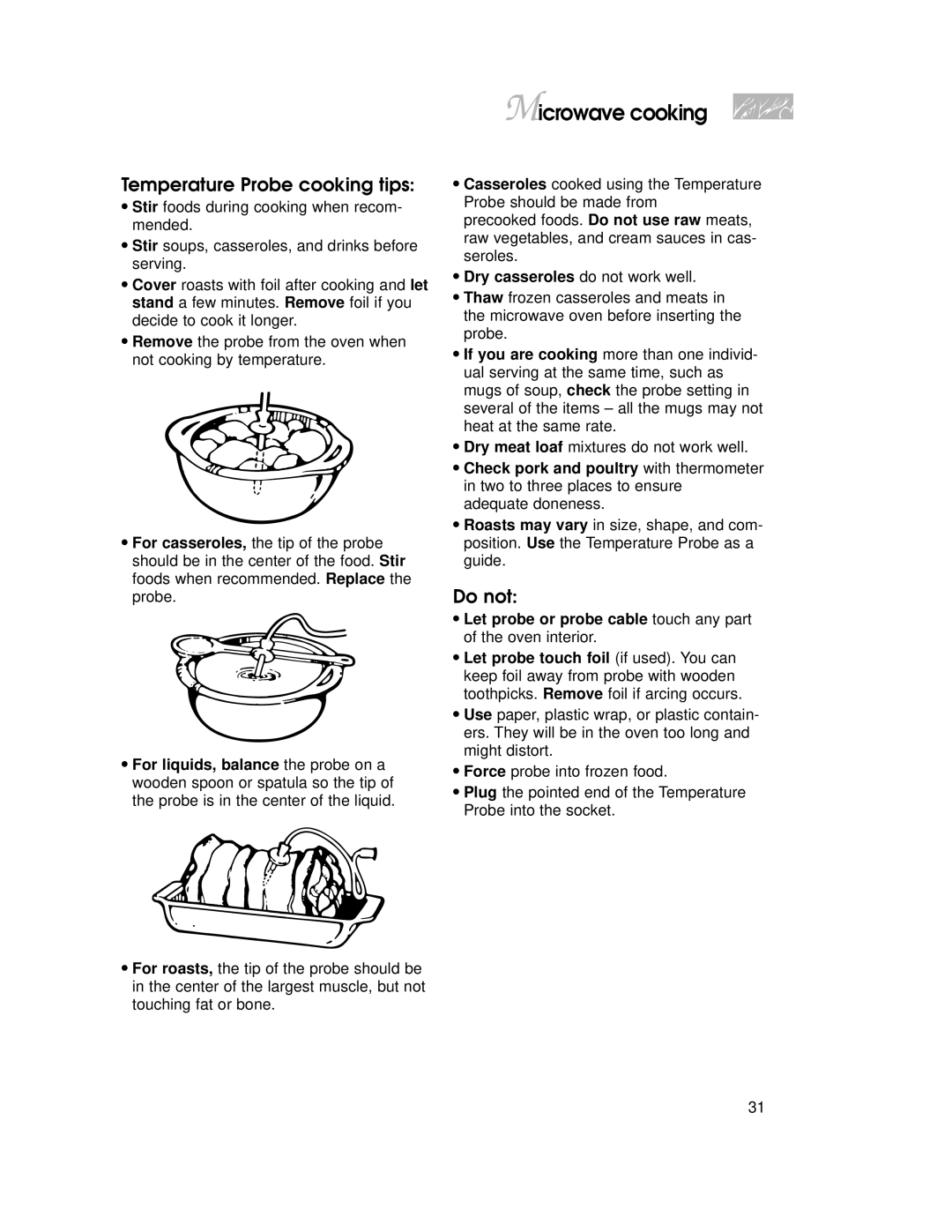 KitchenAid 4359916, YKHMC107E, 3828W5A0969 warranty Temperature Probe cooking tips, Do not 