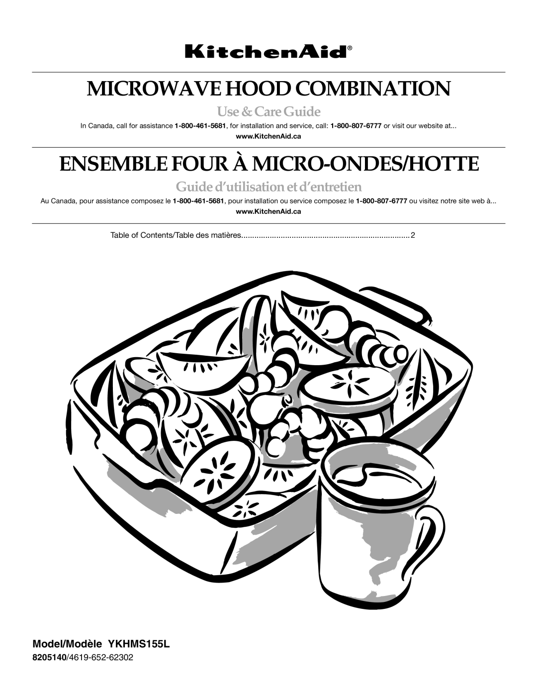 KitchenAid YKHMS155L manual Microwave Hood Combination, Table of Contents/Table des matières 