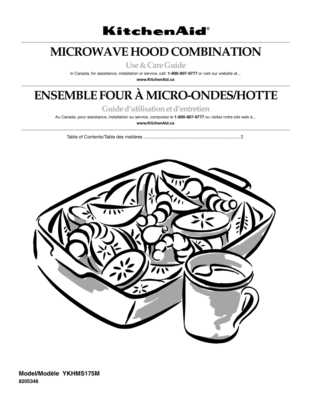 KitchenAid YKHMS175M manual Microwave Hood Combination 