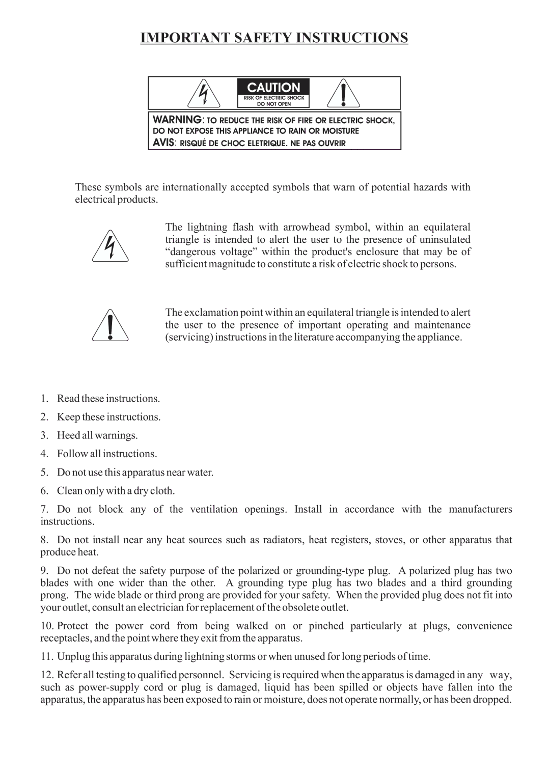 Klark Teknik DN500 manual Important Safety Instructions 