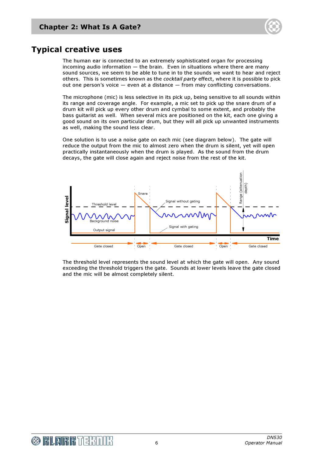 Klark Teknik DN530 specifications Typical creative uses, What Is a Gate? 